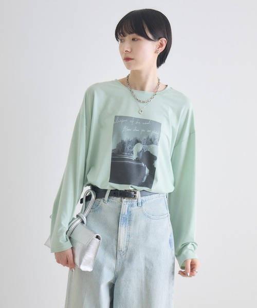 Paradise Picnic(パラダイスピクニック)の「SUGAR ROSE カウフォトタックロンT(Tシャツ/カットソー・レディース・ホワイト/ブラック/グリーン・FREE)」の17枚目の写真