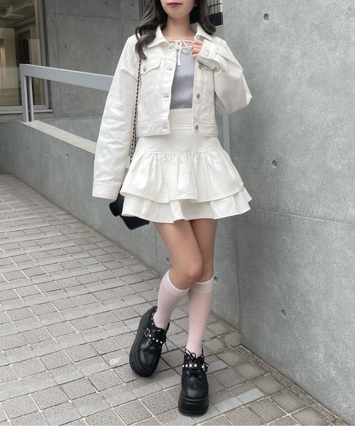 abc une face(アーベーセーアンフェイス)の「【セットアップ対応アイテム】リボン付きGジャン(その他アウター・レディース・インディゴブルー/ホワイト/ブラック・FREE)」の17枚目の写真