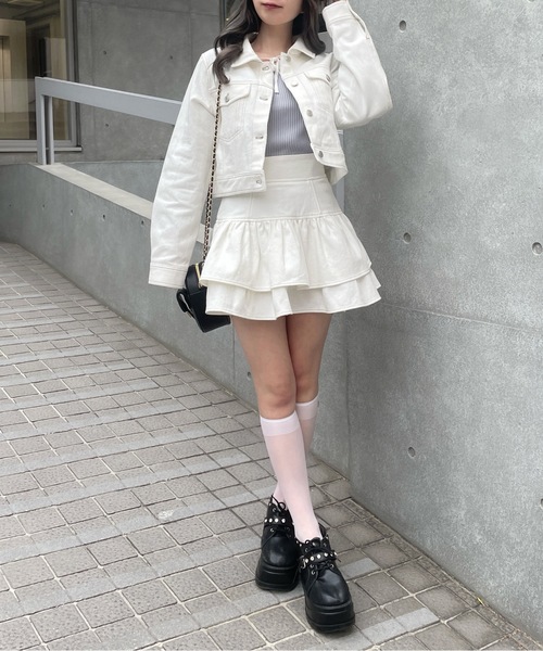 abc une face(アーベーセーアンフェイス)の「【セットアップ対応アイテム】リボン付きGジャン(その他アウター・レディース・インディゴブルー/ホワイト/ブラック・FREE)」の18枚目の写真