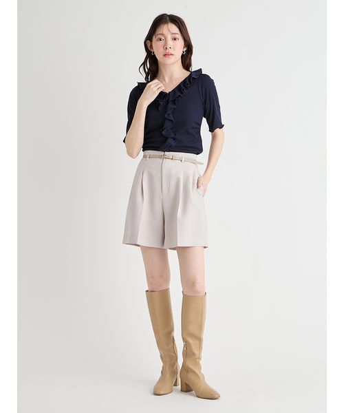 CELFORD（セルフォード）の「【洗える】ベルト付きショートパンツ（その他パンツ・レディース・ブラック/ライトベージュ/ライトピンク/ダークネイビー・36/38）」の2枚目の写真