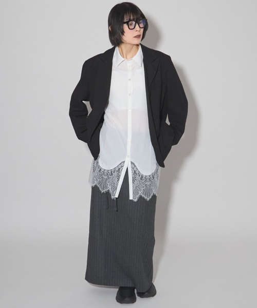 leimn（レイムン）の「裾レースシャツ（シャツ/ブラウス・レディース・ミント/ホワイト・M）」の5枚目の写真