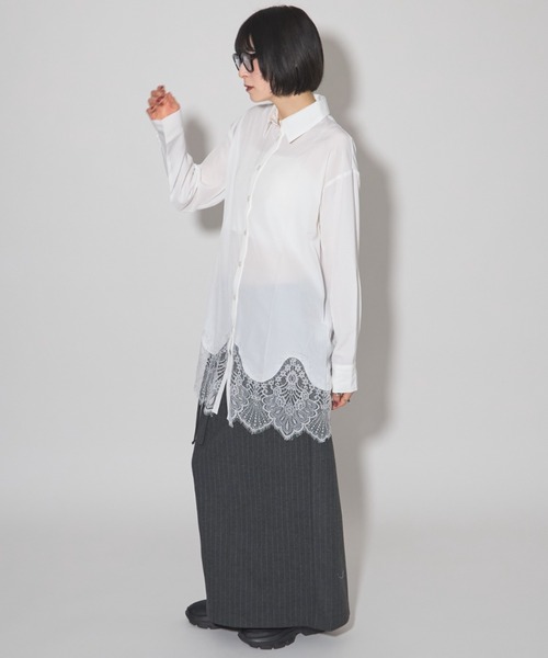 leimn（レイムン）の「裾レースシャツ（シャツ/ブラウス・レディース・ミント/ホワイト・M）」の10枚目の写真