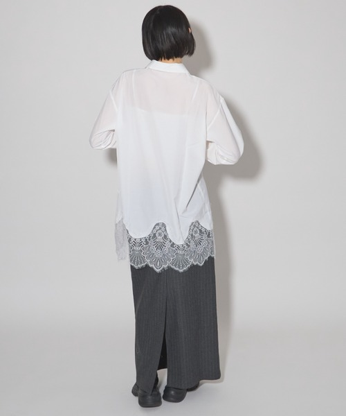 leimn（レイムン）の「裾レースシャツ（シャツ/ブラウス・レディース・ミント/ホワイト・M）」の11枚目の写真