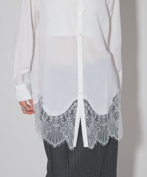 leimn（レイムン）の「裾レースシャツ（シャツ/ブラウス・レディース・ミント/ホワイト・M）」の12枚目の写真