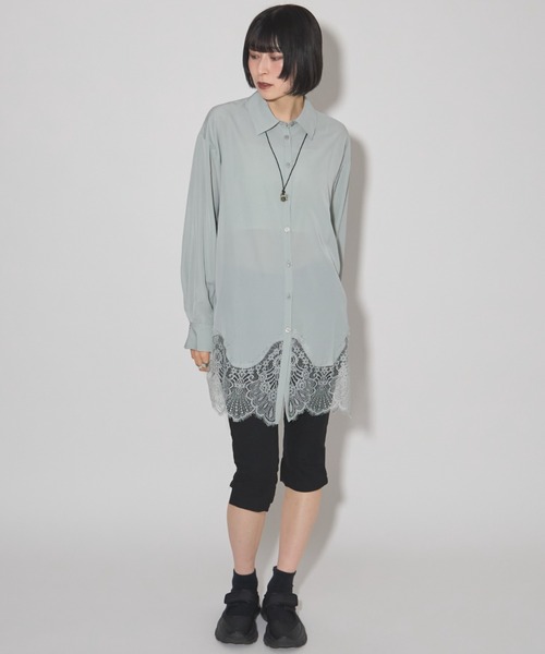 leimn（レイムン）の「裾レースシャツ（シャツ/ブラウス・レディース・ミント/ホワイト・M）」の16枚目の写真