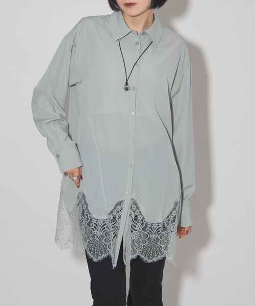 leimn（レイムン）の「裾レースシャツ（シャツ/ブラウス・レディース・ミント/ホワイト・M）」の14枚目の写真