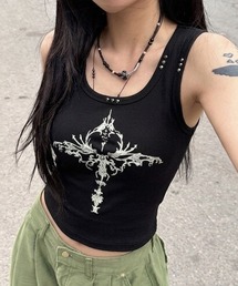 lilful | 【26年春夏新作】スタッズ付き Y2Kデザインタンクトップキャミソール(タンクトップ)