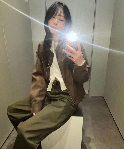MUSINSA STANDARD WOMAN（ムシンサスタンダードウーマン）の「ウィメンズ シンセティックスエード ブルゾンジャケット [ダークブラウン]（ブルゾン・レディース・その他・SMALL/MEDIUM/LARGE/X-SMALL）」の12枚目の写真