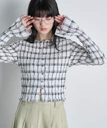 THE YOn（ザヨン）の「2WAYチェックシャーリングフリルブラウス（シャツ/ブラウス）」