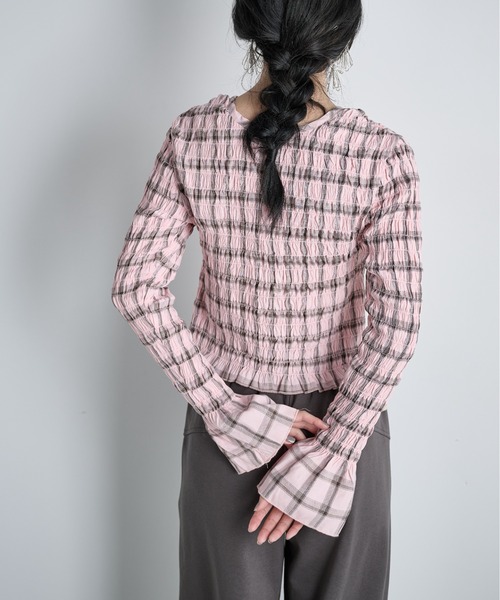 00s moussy マクブリング y2k 平成ピンク チェック フリルブラウス THE 