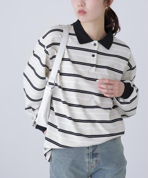 FREE'S MART(フリーズマート)の「◆マルチボーダーラガーポロシャツ(Tシャツ/カットソー・レディース・グレー系その他/ワンウォッシュ・FREE)」の7枚目の写真