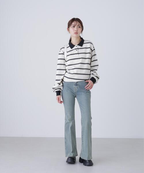 FREE'S MART(フリーズマート)の「◆マルチボーダーラガーポロシャツ(Tシャツ/カットソー・レディース・グレー系その他/ワンウォッシュ・FREE)」の8枚目の写真