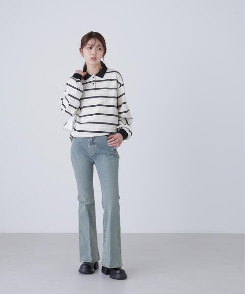 FREE'S MART(フリーズマート)の「◆マルチボーダーラガーポロシャツ(Tシャツ/カットソー・レディース・グレー系その他/ワンウォッシュ・FREE)」の9枚目の写真