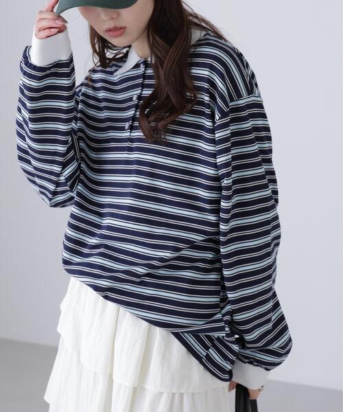 FREE'S MART(フリーズマート)の「◆マルチボーダーラガーポロシャツ(Tシャツ/カットソー・レディース・グレー系その他/ワンウォッシュ・FREE)」の13枚目の写真