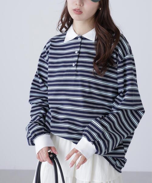 FREE'S MART(フリーズマート)の「◆マルチボーダーラガーポロシャツ(Tシャツ/カットソー・レディース・グレー系その他/ワンウォッシュ・FREE)」の15枚目の写真