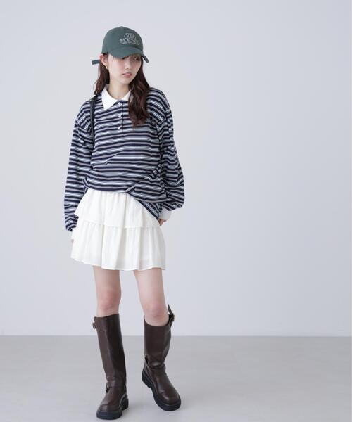 FREE'S MART(フリーズマート)の「◆マルチボーダーラガーポロシャツ(Tシャツ/カットソー・レディース・グレー系その他/ワンウォッシュ・FREE)」の16枚目の写真