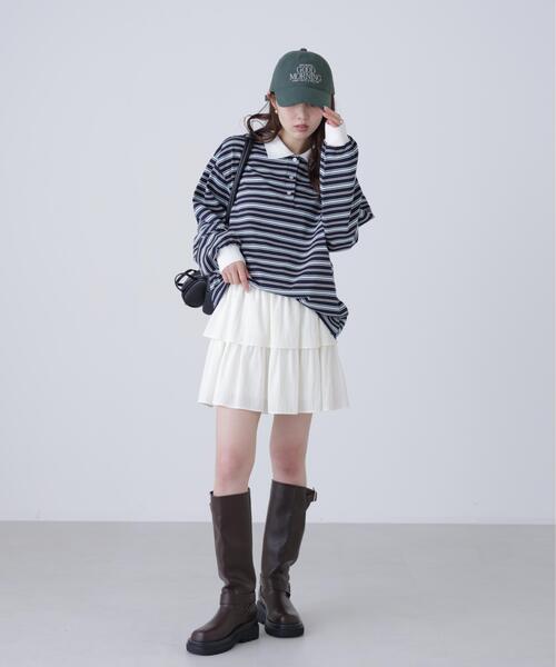 FREE'S MART(フリーズマート)の「◆マルチボーダーラガーポロシャツ(Tシャツ/カットソー・レディース・グレー系その他/ワンウォッシュ・FREE)」の17枚目の写真