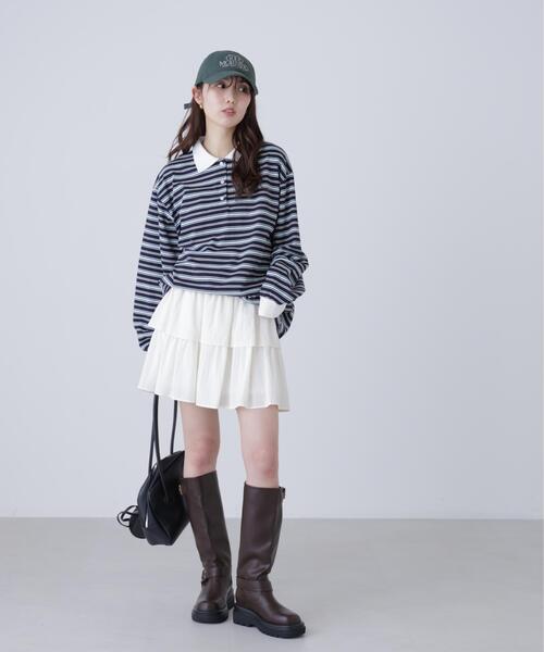 FREE'S MART(フリーズマート)の「◆マルチボーダーラガーポロシャツ(Tシャツ/カットソー・レディース・グレー系その他/ワンウォッシュ・FREE)」の18枚目の写真