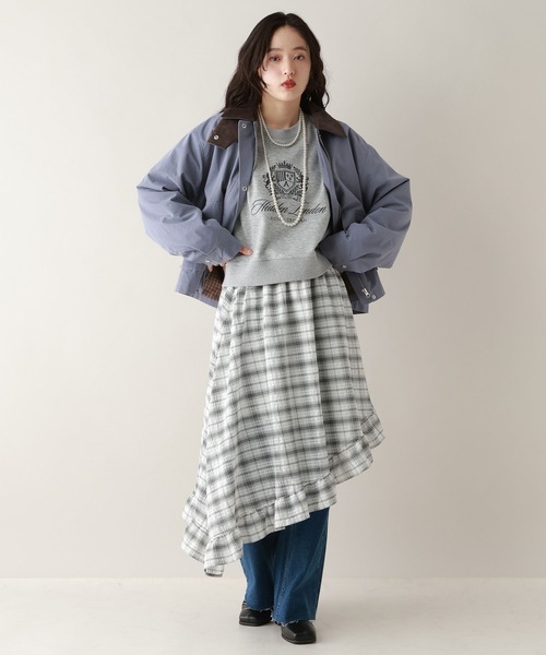 RAGEBLUE（レイジブルー）の「アシメチェックスカート（スカート・レディース・ホワイト/ブルー・FREE）」の3枚目の写真