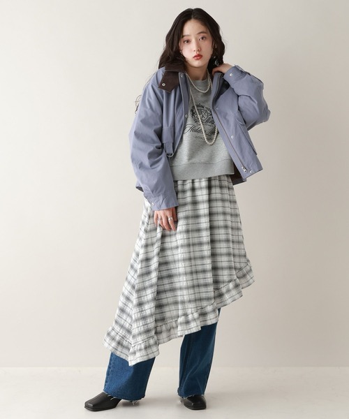 RAGEBLUE（レイジブルー）の「アシメチェックスカート（スカート・レディース・ホワイト/ブルー・FREE）」の4枚目の写真