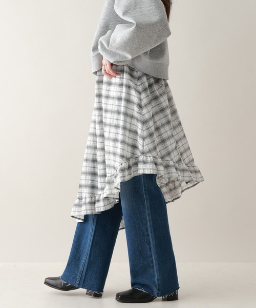 RAGEBLUE（レイジブルー）の「アシメチェックスカート（スカート・レディース・ホワイト/ブルー・FREE）」の6枚目の写真