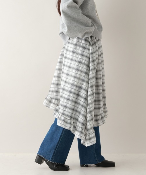 RAGEBLUE（レイジブルー）の「アシメチェックスカート（スカート・レディース・ホワイト/ブルー・FREE）」の8枚目の写真