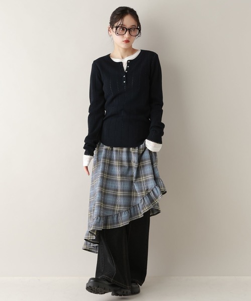 RAGEBLUE（レイジブルー）の「アシメチェックスカート（スカート・レディース・ホワイト/ブルー・FREE）」の9枚目の写真