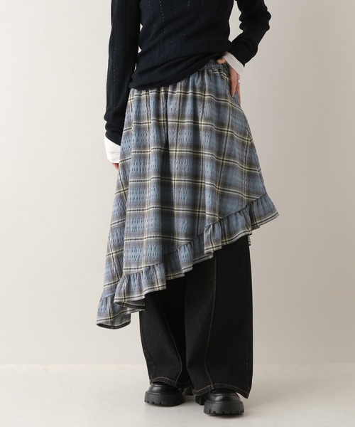 RAGEBLUE（レイジブルー）の「アシメチェックスカート（スカート・レディース・ホワイト/ブルー・FREE）」の11枚目の写真
