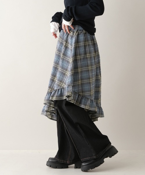 RAGEBLUE（レイジブルー）の「アシメチェックスカート（スカート・レディース・ホワイト/ブルー・FREE）」の12枚目の写真