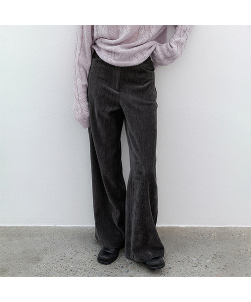 ATELIER NAIN(アトリエナイン)の「(PT-5715)HIGH WAIST VELVET SEMI WIDE PANTS(スラックス・レディース・ダークグレー/ブラウン・SMALL/MEDIUM)」の2枚目の写真