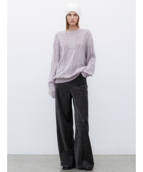 ATELIER NAIN(アトリエナイン)の「(PT-5715)HIGH WAIST VELVET SEMI WIDE PANTS(スラックス・レディース・ダークグレー/ブラウン・SMALL/MEDIUM)」の3枚目の写真