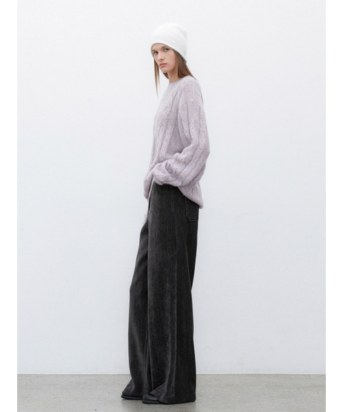 ATELIER NAIN(アトリエナイン)の「(PT-5715)HIGH WAIST VELVET SEMI WIDE PANTS(スラックス・レディース・ダークグレー/ブラウン・SMALL/MEDIUM)」の4枚目の写真