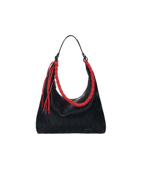 Desigual（デシグアル）の「Embossed wave hobo bag with rope trim / エンボスウェーブホーボーバッグ（ショルダーバッグ・レディース・ブラック・FREE）」の8枚目の写真