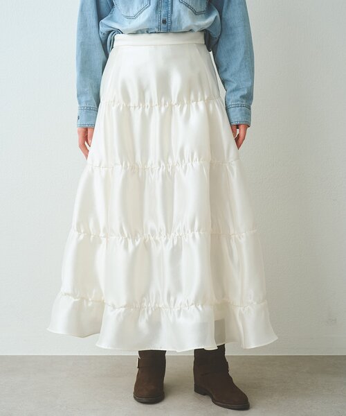 Whim Gazette(ウィムガゼット)の「シアーボリュームスカート(スカート・レディース・ブラック/オフホワイト・FREE)」の16枚目の写真