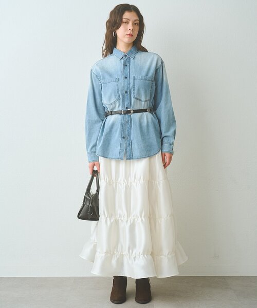 Whim Gazette(ウィムガゼット)の「シアーボリュームスカート(スカート・レディース・ブラック/オフホワイト・FREE)」の17枚目の写真