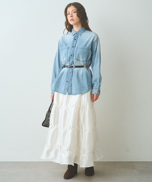 Whim Gazette(ウィムガゼット)の「シアーボリュームスカート(スカート・レディース・ブラック/オフホワイト・FREE)」の11枚目の写真