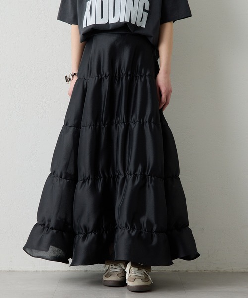 Whim Gazette(ウィムガゼット)の「シアーボリュームスカート(スカート・レディース・ブラック/オフホワイト・FREE)」の2枚目の写真