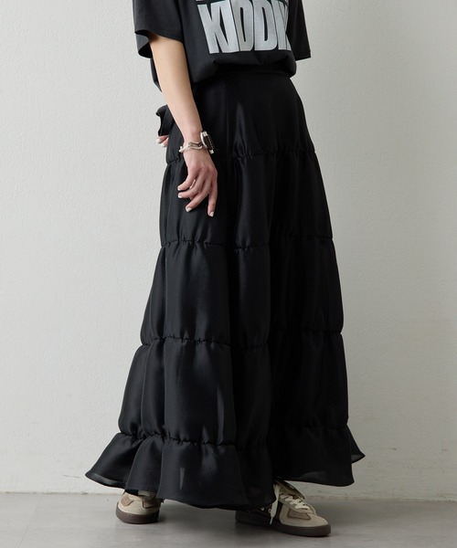 Whim Gazette(ウィムガゼット)の「シアーボリュームスカート(スカート・レディース・ブラック/オフホワイト・FREE)」の8枚目の写真