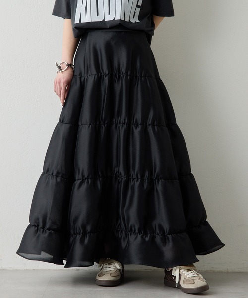 Whim Gazette(ウィムガゼット)の「シアーボリュームスカート(スカート・レディース・ブラック/オフホワイト・FREE)」の4枚目の写真