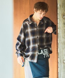 ABAHOUSE | オンブレーチェック オープンカラーシャツ / オーバーサイズ(シャツ/ブラウス)