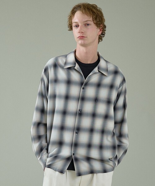 ABAHOUSE（アバハウス）の「オンブレーチェック オープンカラーシャツ / オーバーサイズ（シャツ/ブラウス・メンズ・オフホワイト/ブラウン・46/48）」の2枚目の写真