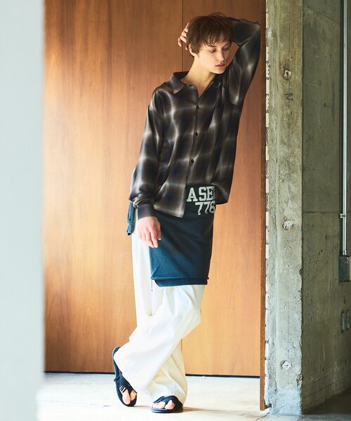 ABAHOUSE（アバハウス）の「オンブレーチェック オープンカラーシャツ / オーバーサイズ（シャツ/ブラウス・メンズ・オフホワイト/ブラウン・46/48）」の3枚目の写真