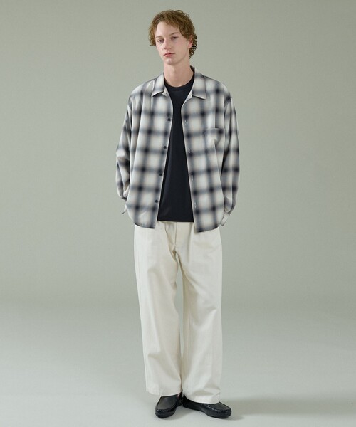 ABAHOUSE（アバハウス）の「オンブレーチェック オープンカラーシャツ / オーバーサイズ（シャツ/ブラウス・メンズ・オフホワイト/ブラウン・46/48）」の4枚目の写真