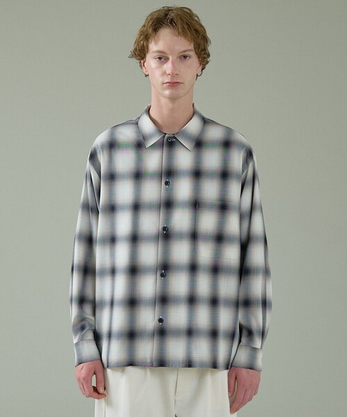 ABAHOUSE（アバハウス）の「オンブレーチェック オープンカラーシャツ / オーバーサイズ（シャツ/ブラウス・メンズ・オフホワイト/ブラウン・46/48）」の5枚目の写真