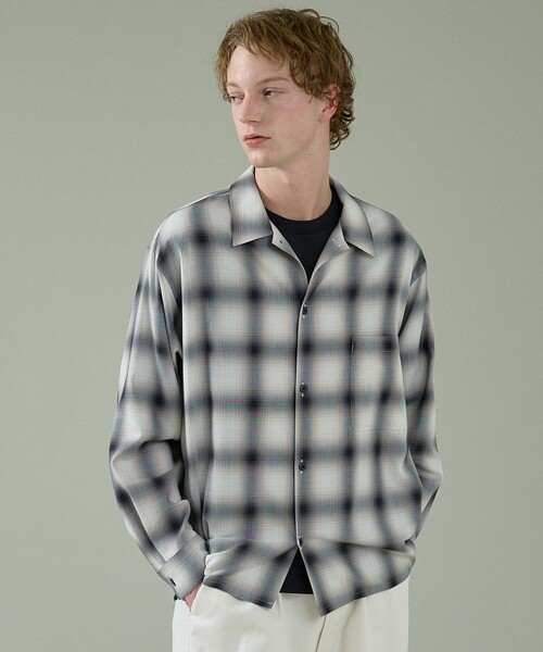 ABAHOUSE（アバハウス）の「オンブレーチェック オープンカラーシャツ / オーバーサイズ（シャツ/ブラウス・メンズ・オフホワイト/ブラウン・46/48）」の12枚目の写真