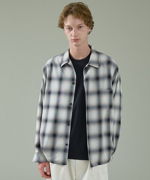 ABAHOUSE（アバハウス）の「オンブレーチェック オープンカラーシャツ / オーバーサイズ（シャツ/ブラウス・メンズ・オフホワイト/ブラウン・46/48）」の13枚目の写真