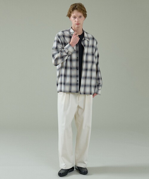 ABAHOUSE（アバハウス）の「オンブレーチェック オープンカラーシャツ / オーバーサイズ（シャツ/ブラウス・メンズ・オフホワイト/ブラウン・46/48）」の14枚目の写真