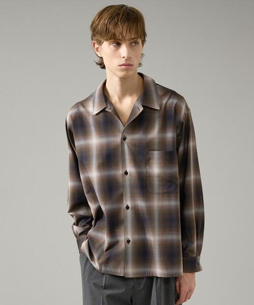 ABAHOUSE（アバハウス）の「オンブレーチェック オープンカラーシャツ / オーバーサイズ（シャツ/ブラウス・メンズ・オフホワイト/ブラウン・46/48）」の16枚目の写真