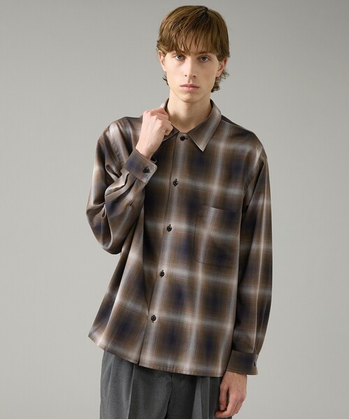 ABAHOUSE（アバハウス）の「オンブレーチェック オープンカラーシャツ / オーバーサイズ（シャツ/ブラウス・メンズ・オフホワイト/ブラウン・46/48）」の19枚目の写真
