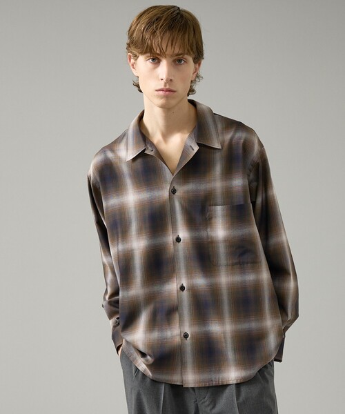 ABAHOUSE（アバハウス）の「オンブレーチェック オープンカラーシャツ / オーバーサイズ（シャツ/ブラウス・メンズ・オフホワイト/ブラウン・46/48）」の20枚目の写真